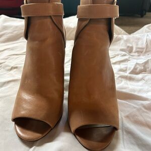 Vince Camuto Tan Peep-Toe Ankle Booties